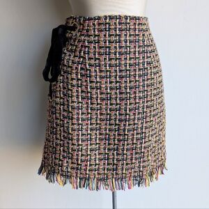 Snidel Neon Tweed Skirt with Fringe Hem